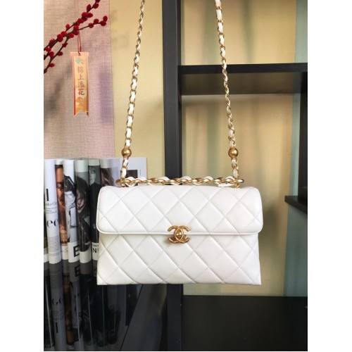 Chanel Flap Lamsleren Schoudertas AS1267 wit