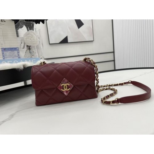Chanel Flap Lambskin Schoudertas AS2556 Bourgondië