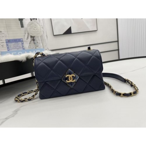 Chanel Flap Lambskin schoudertas AS2556 donkerblauw