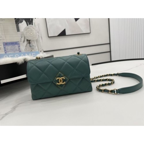Chanel Flap Lambskin schoudertas AS2556 groen