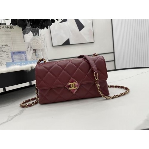 Chanel Flap Lambskin Schoudertas AS2557 Bourgondië