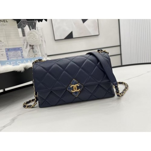 Chanel Flap Lambskin schoudertas AS2557 donkerblauw