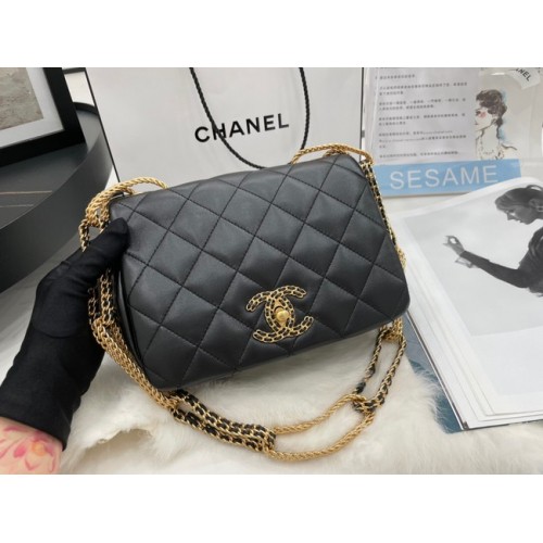 Chanel Flap Lambskin schoudertas AS2975 zwart