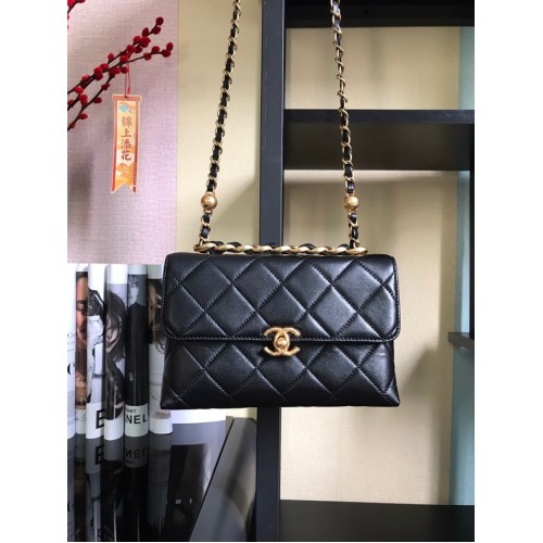 Chanel Flap Lambskin schoudertas AS3011 zwart