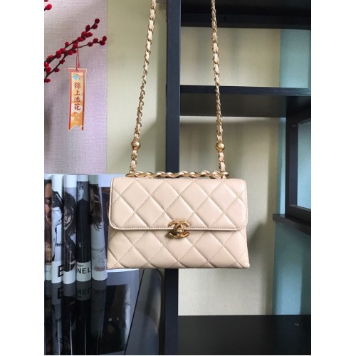 Chanel Flap schoudertas van lamsleer AS3011 creme