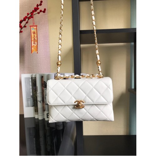 Chanel Flap Lambskin Schoudertas AS3011 wit
