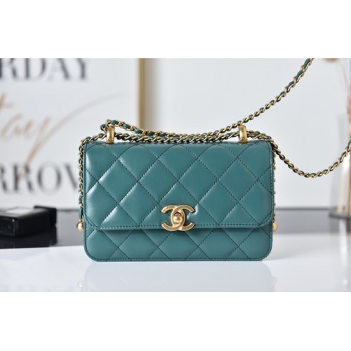 Chanel Flap Lambskin mini Schoudertas AS2615 groen