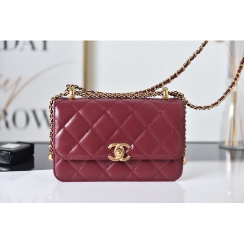 Chanel Flap Lambskin mini Schoudertas AS2615 rood