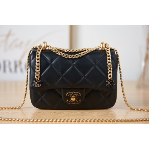 Chanel Flap Lambskin mini-schoudertas AS3113 zwart