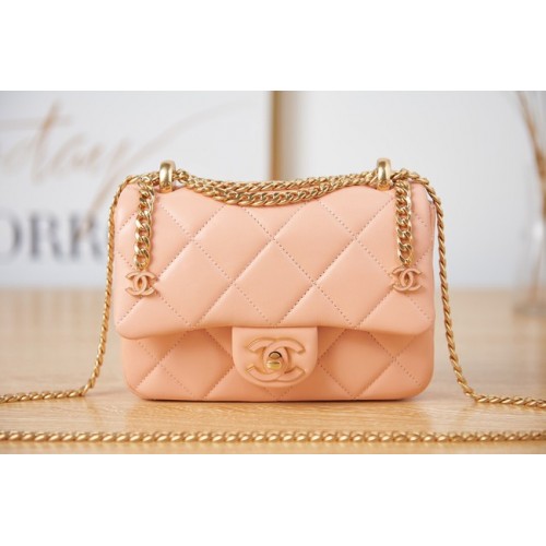 Chanel Flap Lambskin mini Schoudertas AS3113 roze