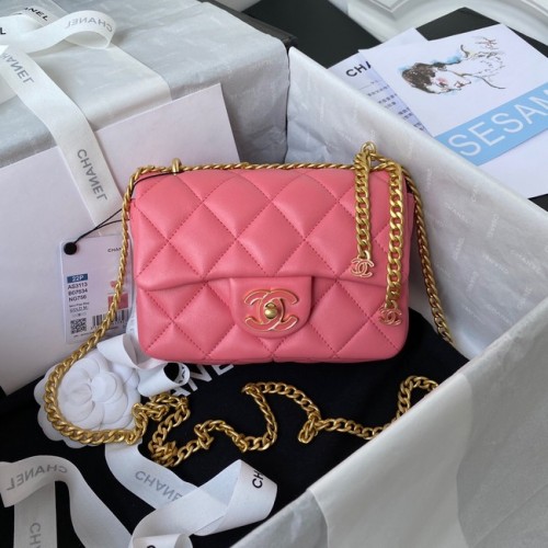 Chanel Flap Lambskin mini Schoudertas AS3113 roze