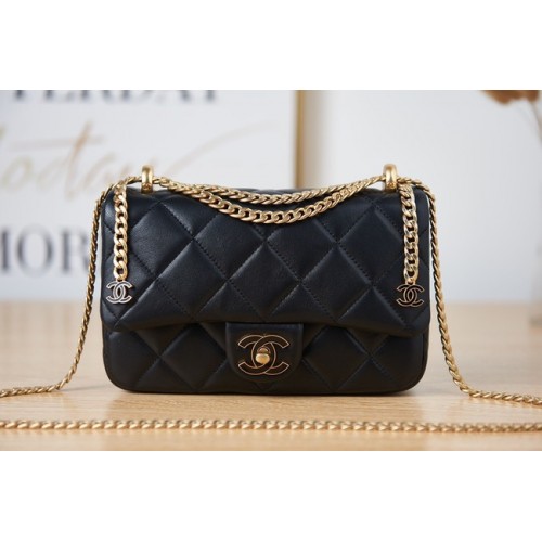 Chanel Flap Lambskin kleine schoudertas AS3114 zwart