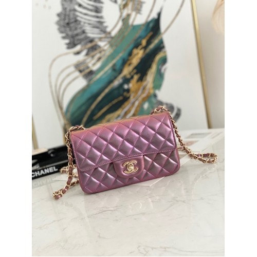 Chanel Flap Mirage schoudertas van lamsleer AS1116 paars