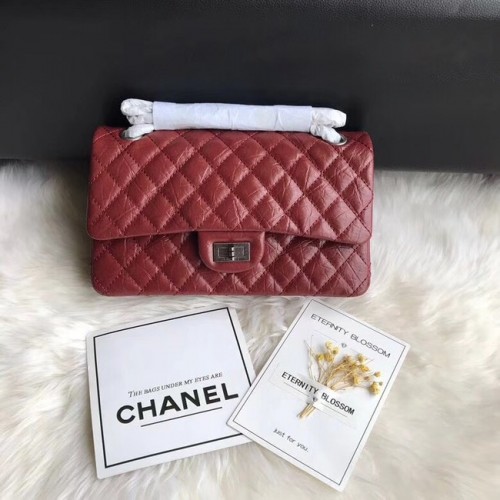 Chanel Flap Original Cowhide Leather 30225 rood Zilveren ketting