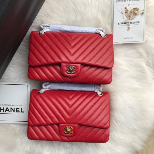 Chanel Flap Original Lamsleren Schoudertas 1112V Rood