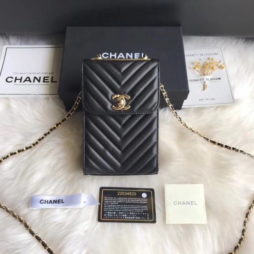 Chanel Flap Original Mobiele telefoon tas 55698 zwart