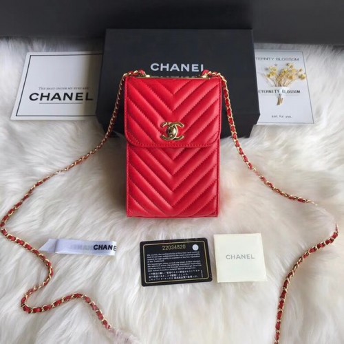 Chanel Flap Original Mobiele telefoon tas 55698 rood