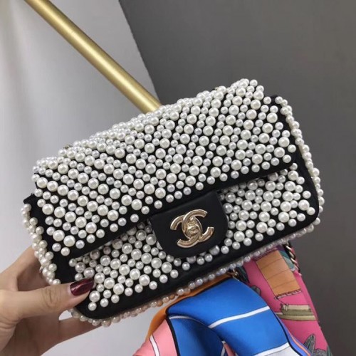 Chanel Flap Pearl Tas A1116 Zwart