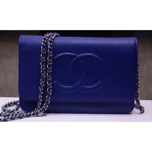 Chanel Flap Schoudertas Cavier Leer A33817 Blauw