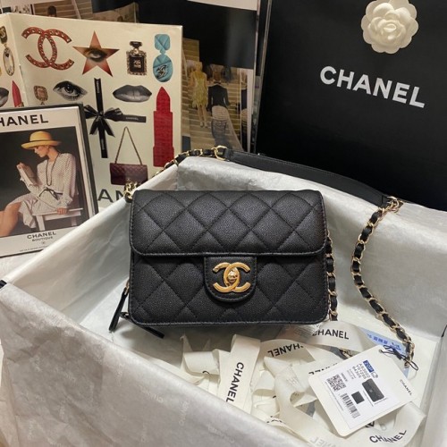 Chanel Flap schoudertas generfd kalfsleer AS3002 zwart