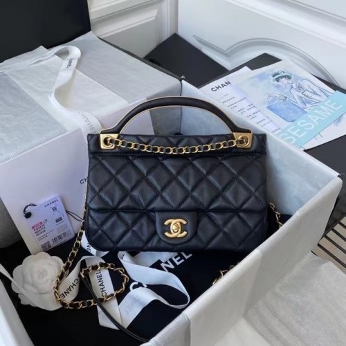 Chanel Flap Schoudertas Origineel leer AS2438 zwart