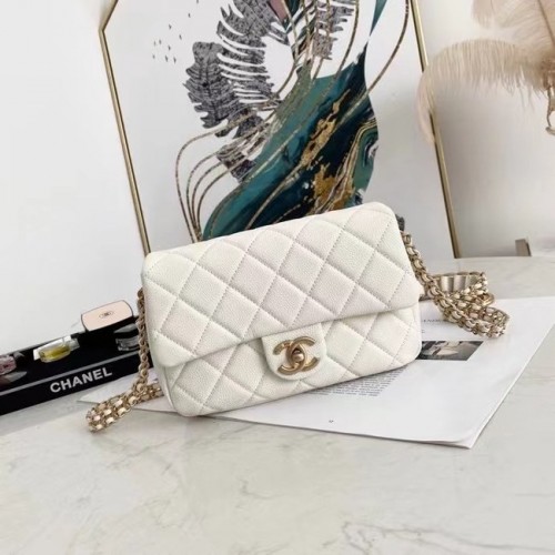 Chanel Flap Schoudertas Origineel leer AS2528 wit