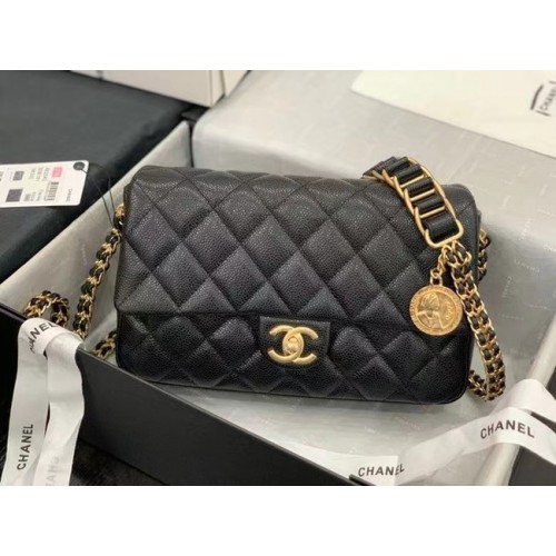 Chanel Flap Schoudertas Origineel leer AS2543 zwart