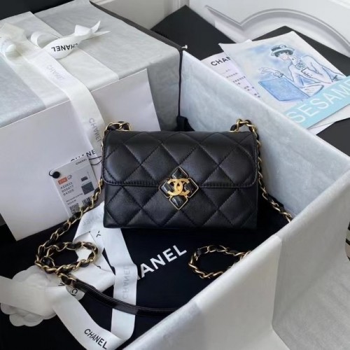 Chanel Flap Schoudertas Origineel leer AS2633 zwart