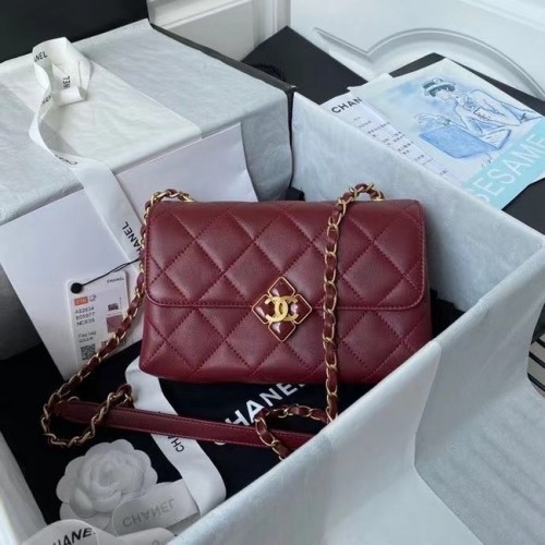 Chanel Flap Schoudertas Origineel leer AS2634 Wine