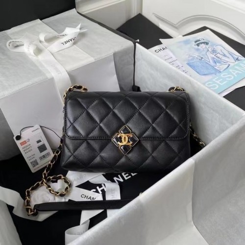 Chanel Flap Schoudertas Origineel leer AS2634 zwart