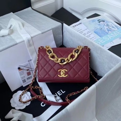 Chanel Flap Schoudertas Origineel leer AS2638 Wine