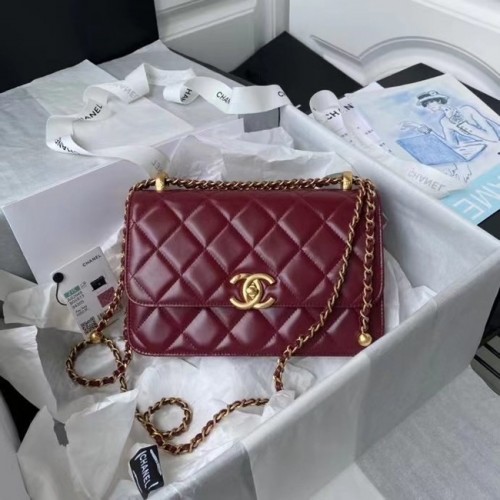 Chanel Flap Schoudertas Origineel leer AS2649 Wijn