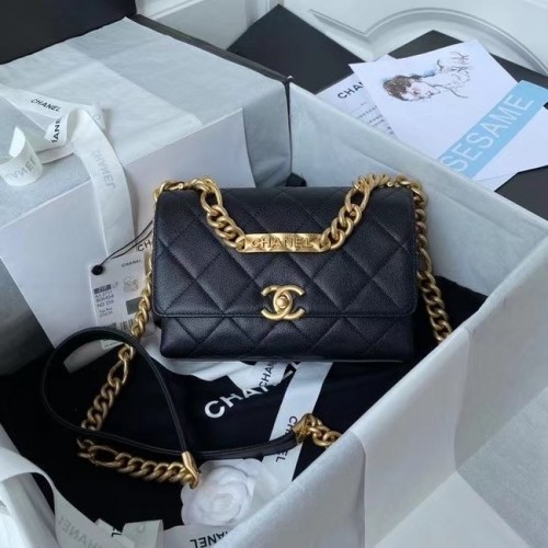 Chanel Flap Schoudertas Origineel leer AS2711 zwart
