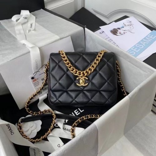 Chanel Flap Schoudertas Origineel leer AS2734 zwart
