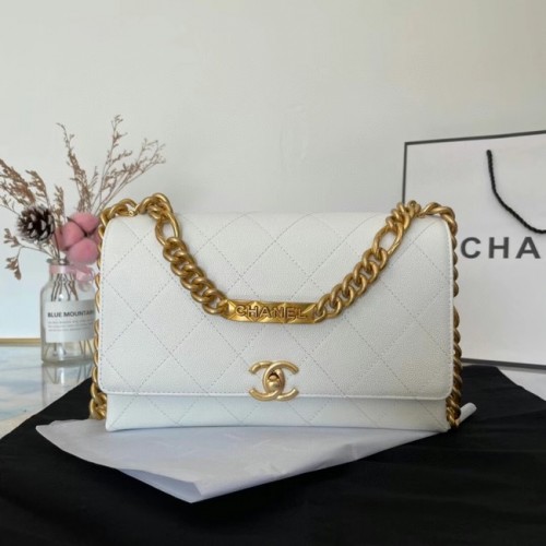 Chanel Flap Schoudertas Origineel leer AS2764 wit