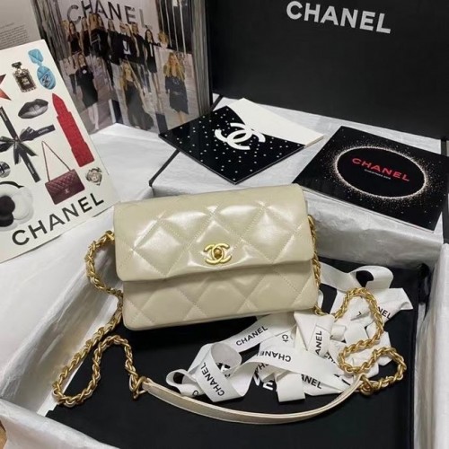 Chanel Flap Schoudertas Origineel leer AS9957 beige