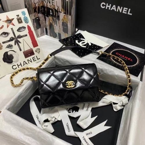 Chanel Flap Schoudertas Origineel leer AS9957 zwart
