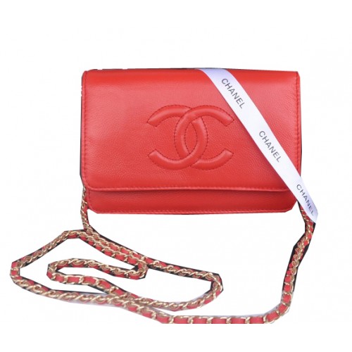 Chanel Flap Schoudertas Rood Kalfsleer CHA33817 Goud