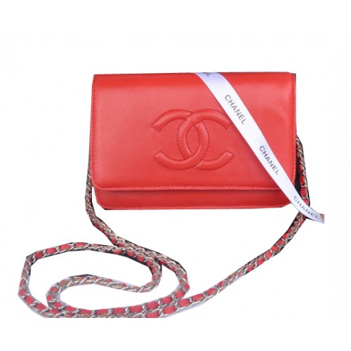 Chanel Flap Schoudertas Rood Kalfsleer CHA33817 Zilver