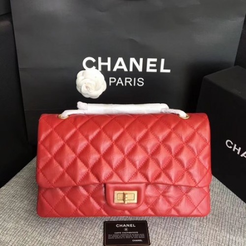 Chanel Flap Schoudertas Rood Origineel Kalfsleer 277 Goud