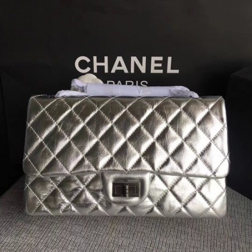 Chanel Flap Schoudertas Zilver Origineel Kalfsleer 277 Zilver