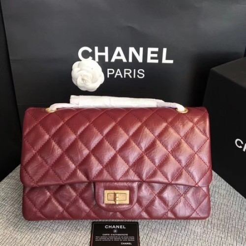 Chanel Flap schoudertas wijn origineel kalfsleer 277 goud