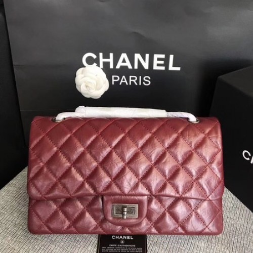 Chanel Flap Schoudertas Wijn Origineel Kalfsleer 277 Zilver