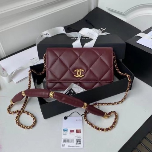 Chanel Flap Schoudertas mini Origineel leer AS2755 Wijn