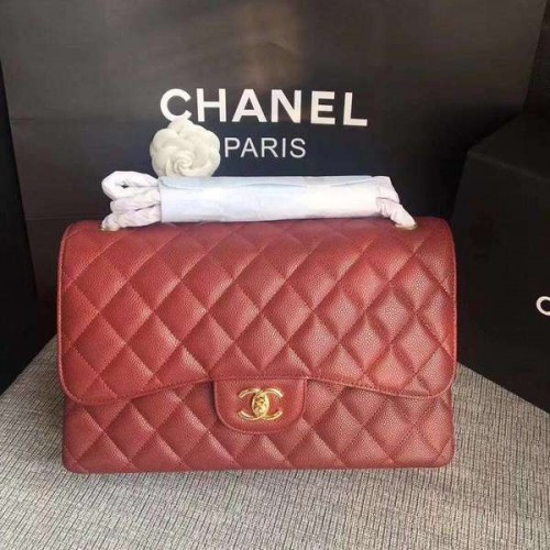Chanel Flap Schoudertassen Marroon Origineel Kalfsleer CF1113 Goud