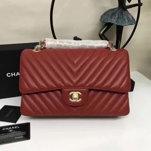 Chanel Flap Schoudertassen Rood Schapenleer A1112 Glod