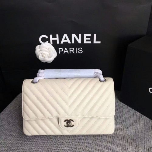 Chanel Flap Schoudertassen Wit Origineel Kalfsleer CF1112 Wit