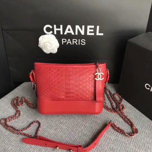 Chanel Gabrielle mini schoudertas origineel python leer 8122A rood