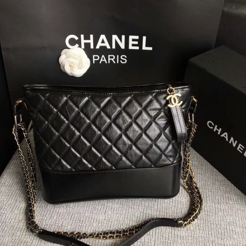 Chanel Gabrielle Schoudertas Origineel Kalfsleer A93842 Zwart