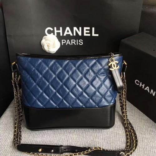 Chanel Gabrielle Schoudertas Origineel Kalfsleer A93842 Blauw